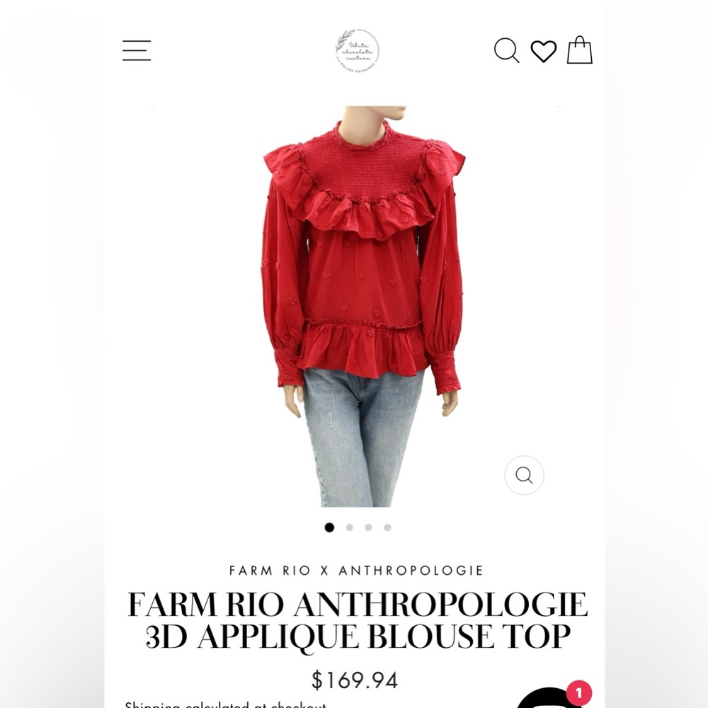 FARM RIO Anthropologie 3D appliqué top NWT